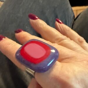 Bold Red and Purple Statement Ring, adjustable size